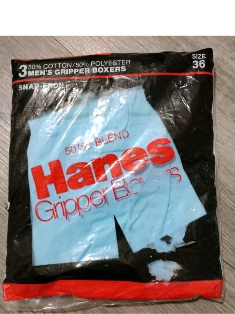 Men's Rare Vintage 1986 Gripper Boxers By Hanes 3 pack Blue & White Size 36 NIP!